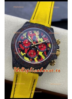 Rolex Daytona DiW Reloj Edición Military Amarillo - Caja Carbono Forjado Réplica Espejo 1:1