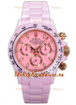 Rolex Daytona Reloj Correa Cerámica Rosado en Movimiento Cal.4130 Réplica Espejo