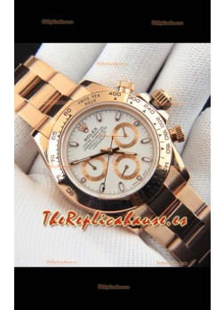 Rolex Daytona Movimiento Japonés Caja de Oro Reloj Réplica en Dial Blanco