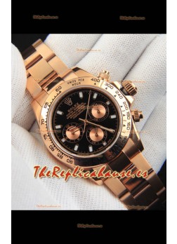 Rolex Daytona Movimiento Japonés Caja de Oro Reloj Réplica en Dial Negro