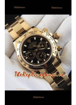 Rolex Daytona Movimiento Japonés Caja de Oro Reloj Réplica en Dial Negro 