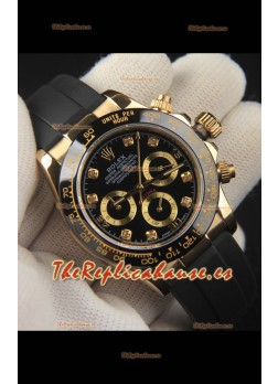 Rolex Daytona Movimiento Japonés Caja de Oro Reloj Réplica en Dial Negro 
