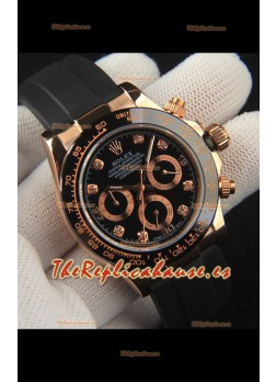 Rolex Daytona Movimiento Japonés Caja de Oro Reloj Réplica en Dial Negro 