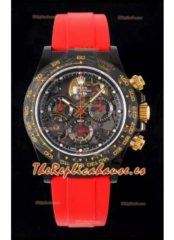 Rolex Daytona Rojo Blaken Reloj Réplica Suizo a Espejo 1:1 Dial Skeleton Movimiento Cal.4130