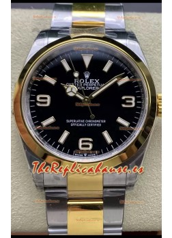 Rolex Explorer I Dial Negro - Oro Amarillo en Acero con Movimiento Suizo Automático 3230