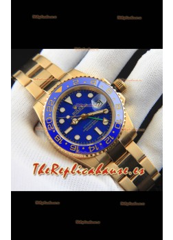 Rolex GMT Masters II Japonés chapado en Oro Rosado Reloj Réplica Dial Azul