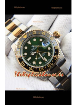 Rolex GMT Masters II 2 Tone Japonés chapado en Oro Rosado Reloj Réplica Dial Verde