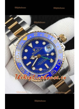 Rolex GMT Masters II 2 Tone Japonés chapado en Oro Rosado Reloj Réplica Dial Azul