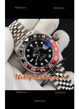 Rolex GMT Masters II Movimiento Japonés Reloj Réplica Caja Acero Dial Negro