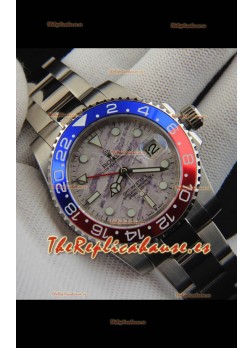 Rolex GMT Masters II Movimiento Japonés Reloj Réplica Caja Acero Dial Patrón Meteorito
