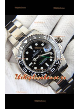 Rolex GMT Masters II Movimiento Japonés Reloj Réplica Caja Acero Dial Negro