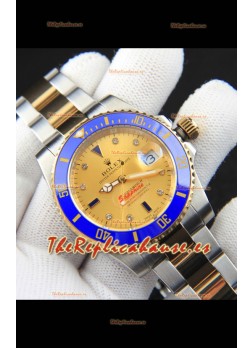 Rolex Submariner Japanese Reloj Réplica en Dos Tonos Caja Oro Amarillo Dial Dorado 
