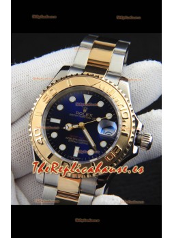 Rolex Yachtmaster Reloj Movimiento Japonés Caja Oro en Dos Tonos - Dial Azul 37MM