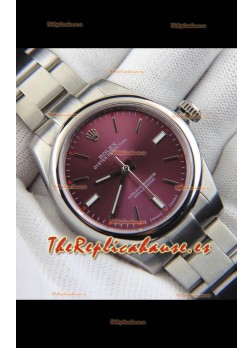 Rolex Oyster Perpetual Movimiento Japonés Reloj Réplica39MM - Dial Burdeos