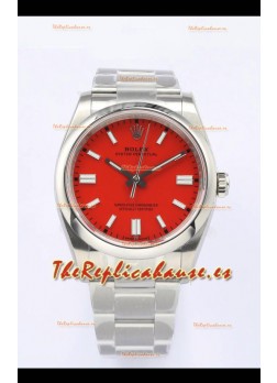 Rolex Oyster Perpetual REF#126000 36MM Movimiento Suizo Réplica Suiza Dial Rojo Acero 904L Reloj Réplica a Espejo 1:1