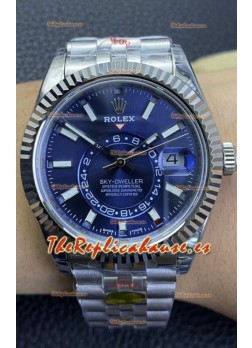 Rolex Sky-Dweller REF# M336934 Dial Azul Reloj en Caja de Acero 904L Réplica a Espejo 1:1