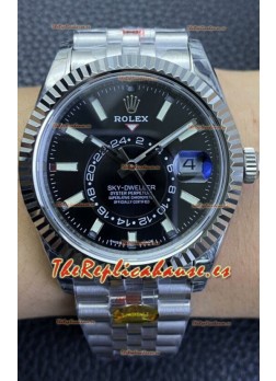 Rolex Sky-Dweller REF# M326934 Dial Negro Reloj en Caja de Acero 904L Réplica a Espejo 1:1