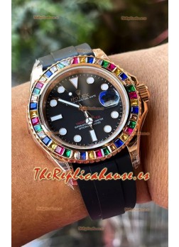Rolex Yachtmaster 116695 Oro Everose Diamantes Cal.3235 Suizo Reloj Acero 904L 1:1