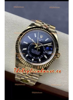 Rolex Sky-Dweller REF# 336935 Dial Negro Reloj en Oro Amarillo Caja Acero 904L Réplica Espejo 1:1