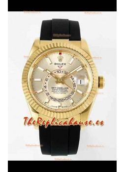Rolex Sky-Dweller REF# 336935 Dial Oro Reloj en Oro Amarillo Caja Acero 904L Réplica Espejo 1:1