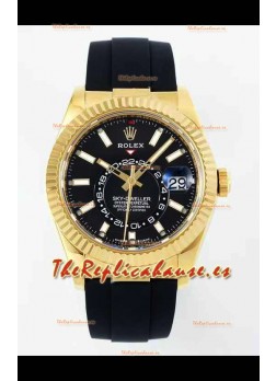 Rolex Sky-Dweller REF# 336935 Dial Negro Reloj en Oro Amarillo Caja Acero 904L Réplica Espejo 1:1