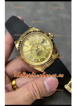 Rolex Sky-Dweller REF# M336235 Dial Oro Reloj Oro Amarillo en Caja de Acero 904L Réplica Espejo 1:1