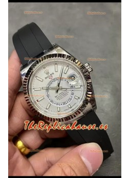 Rolex Sky-Dweller REF# M336235 Dial Blanco Reloj en Caja Acero 904L Réplica Espejo 1:1