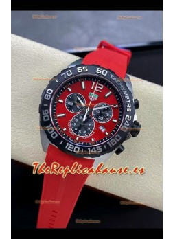Tag Heuer F1 Edition Reloj Cuarzo Suizo en Dial Rojo Caja Acero Inoxidable Correa de Goma