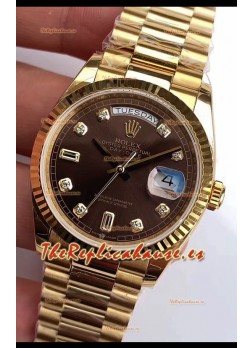 Rolex Day Date 128238 Presidential Reloj Oro Amarillo 18K 36MM - Dial Marrón Calidad a Espejo 1:1