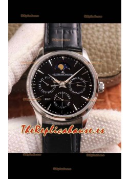 Jaeger LeCoultre Master Ultra Fino Calendario Perpetual Reloj Réplica Suizo en Dial Negro