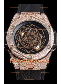 Hublot Big Bang Sang Bleu 45MM Reloj Réplica Suizoen Acero Inoxidable Edición Diamantes