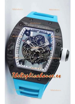 Richard Mille RM055 Caja de Carbono Forjado Reloj Réplica a espejo 1:1 Correa Azul