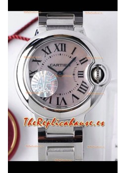 Ballon De Cartier Reloj Cuarzo Suizo Calidad a Espejo 1:1 28MM Caja en Acero Dial Blanco Perla