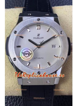 Hublot Classic Fusion Reloj Réplica a Espejo 1:1 Caja de Acero 904L Dial Blanco 42MM