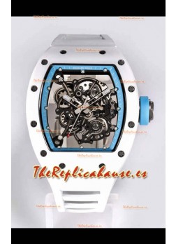 Richard Mille RM055 Caja Cerámica Blanca Reloj Réplica a Espejo 1:1 Correa Blanca