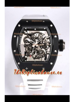 Richard Mille RM055 Caja Cerámica Negra Reloj Réplica a Espejo 1:1 Correa Blanca