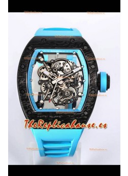 Richard Mille RM055 Caja Carbono Negra Reloj Réplica a Espejo 1:1 Correa Azul