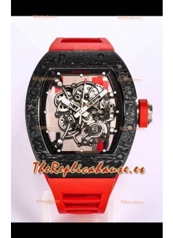 Richard Mille RM055 Caja Cerámica Negra Reloj Réplica a Espejo 1:1 Correa Roja
