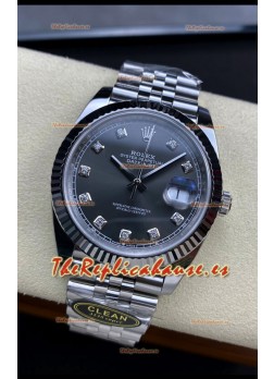 Rolex Datejust 126334 41MM ETA 3235 Swiss Reloj Réplica a Espejo 1:1 en Acero 904L Dial Gris Oscuro