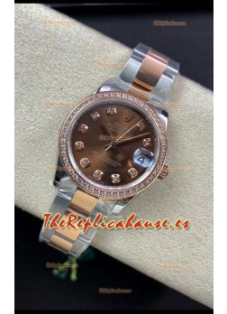 Rolex Datejust 278381 31MM Reloj Réplica Suizo en Acero 904L Oro Rosado dos Tonos Dial Marrón - Réplica a Espejo 1:1