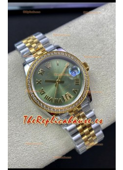 Rolex Datejust M278383RBR 31MM Reloj Réplica Suizo en Acero 904L Oro Amarillo dos Tonos Dial Verde - Calidad 1:1