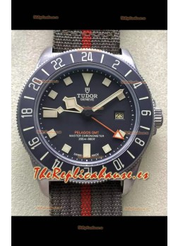 Tudor Pelagos FXD GMT Titanium Casing Réplica Espejo 1:1 Dial Negro en Correa Verde Nato