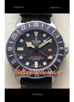 Tudor Pelagos FXD GMT Titanium Casing Réplica Espejo 1:1 Dial Negro en Correa Verde Nato