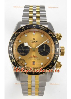 Tudor Super Clone Black Bay Cronógrafo Reloj Dos Tonos en Dial Dorado