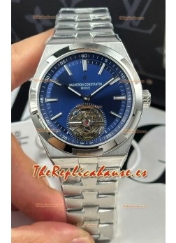 Vacheron Constantin Overseas Tourbillon Acero Inoxidable en Dial Azul Correa Oro Réplica Espejo 1:1