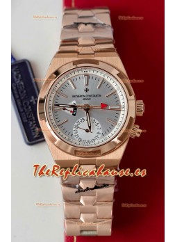 Vacheron Constantin Overseas Dual Time Oro Rosado Reloj Réplica Suiza Espejo 1:1 en Dial Acero