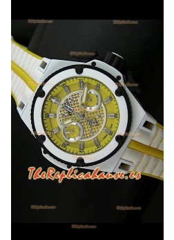 Hublot King Power Ferrari Edición Réplica Suiza-Malla blanco/amarilla
