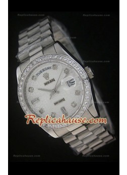 Rolex DayDate Reproducción Reloj Suizo Esfera Blanca Impresa