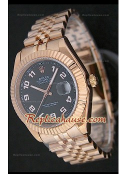 Rolex Datejust Reproducción Reloj Suizo para Hombres en Oro Rosa