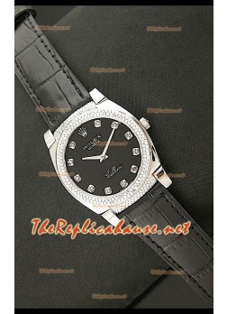 Rolex Celleni Reproducción Japonesa de Cuarzo Todo Negro y Diamantes